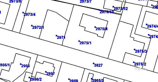 Parcela st. 2975/1 v KÚ Horní Počernice, Katastrální mapa