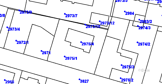 Parcela st. 2975/4 v KÚ Horní Počernice, Katastrální mapa