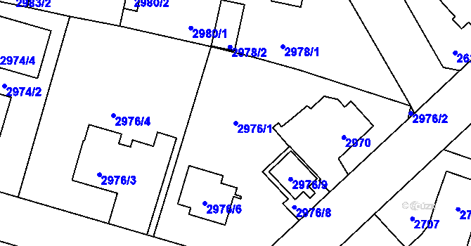 Parcela st. 2976/1 v KÚ Horní Počernice, Katastrální mapa