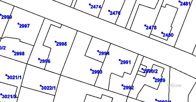 Parcela st. 2994 v KÚ Horní Počernice, Katastrální mapa