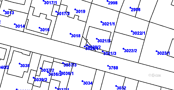 Parcela st. 3020/2 v KÚ Horní Počernice, Katastrální mapa