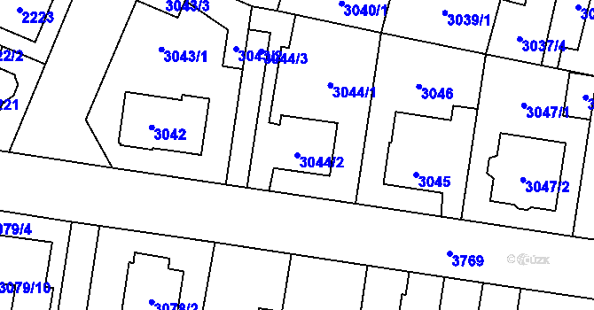 Parcela st. 3044/2 v KÚ Horní Počernice, Katastrální mapa