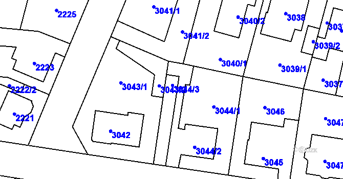 Parcela st. 3044/3 v KÚ Horní Počernice, Katastrální mapa