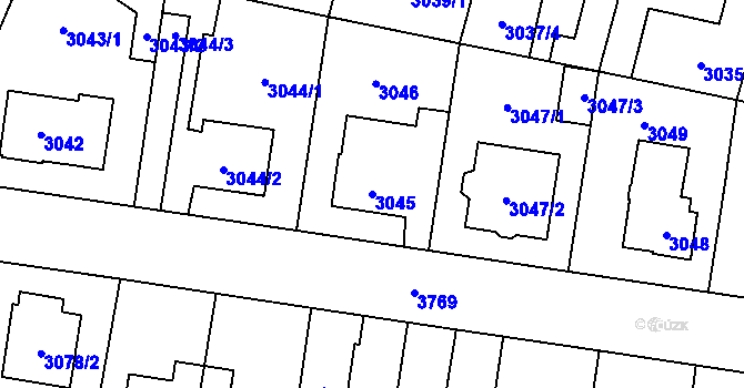 Parcela st. 3045 v KÚ Horní Počernice, Katastrální mapa