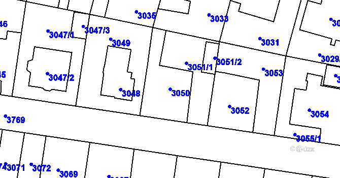 Parcela st. 3050 v KÚ Horní Počernice, Katastrální mapa