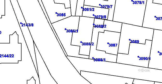 Parcela st. 3086/2 v KÚ Horní Počernice, Katastrální mapa