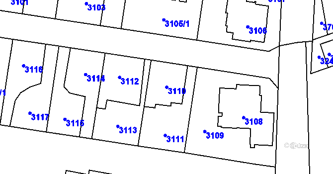 Parcela st. 3110 v KÚ Horní Počernice, Katastrální mapa
