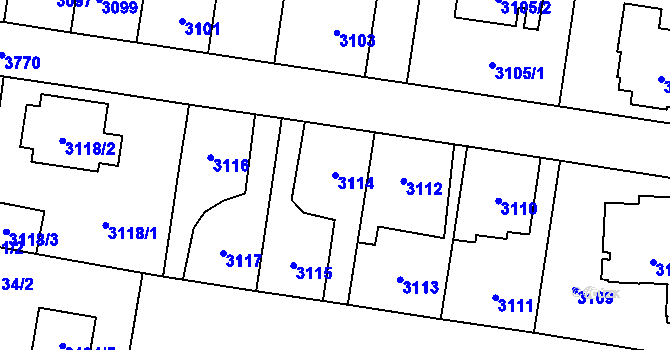 Parcela st. 3114 v KÚ Horní Počernice, Katastrální mapa