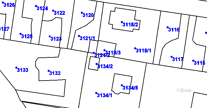 Parcela st. 3118/3 v KÚ Horní Počernice, Katastrální mapa