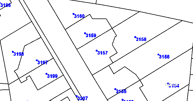 Parcela st. 3157 v KÚ Horní Počernice, Katastrální mapa