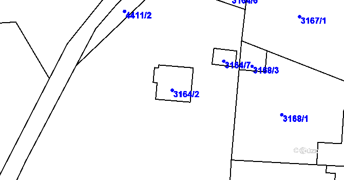 Parcela st. 3164/2 v KÚ Horní Počernice, Katastrální mapa