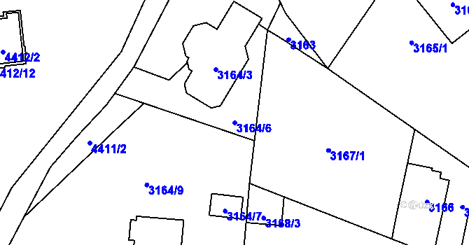 Parcela st. 3164/6 v KÚ Horní Počernice, Katastrální mapa