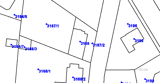 Parcela st. 3166 v KÚ Horní Počernice, Katastrální mapa