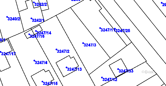 Parcela st. 3247/3 v KÚ Horní Počernice, Katastrální mapa