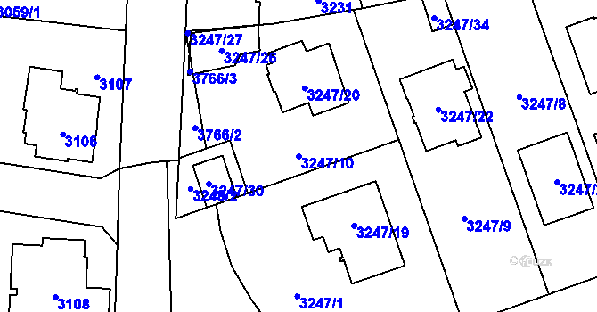Parcela st. 3247/10 v KÚ Horní Počernice, Katastrální mapa