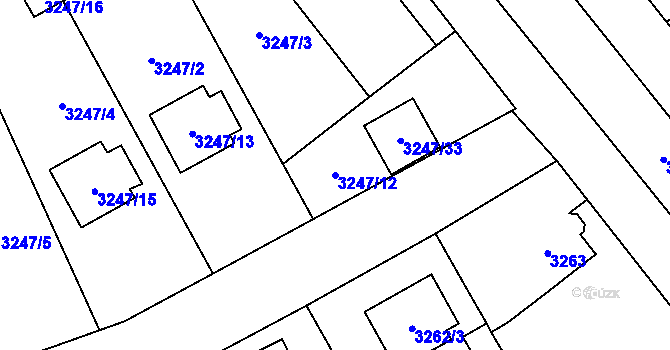 Parcela st. 3247/12 v KÚ Horní Počernice, Katastrální mapa