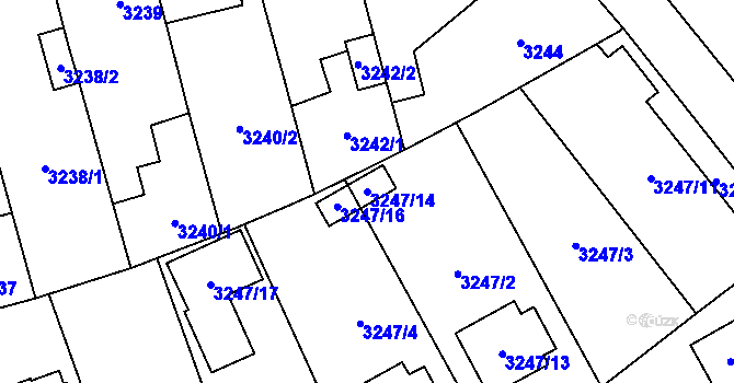 Parcela st. 3247/14 v KÚ Horní Počernice, Katastrální mapa