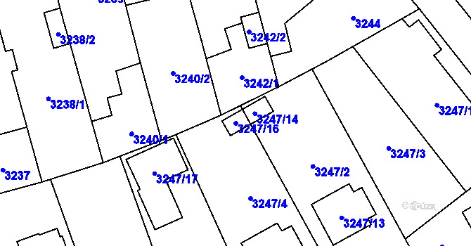 Parcela st. 3247/16 v KÚ Horní Počernice, Katastrální mapa