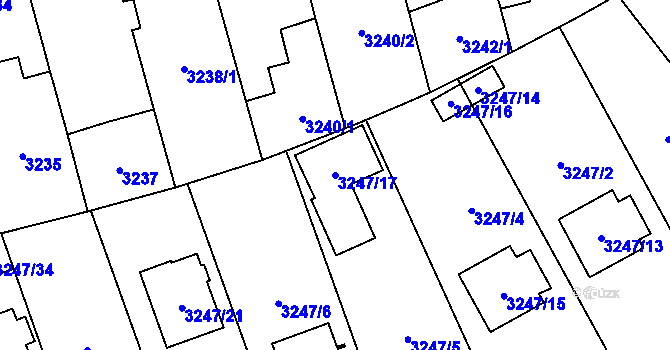 Parcela st. 3247/17 v KÚ Horní Počernice, Katastrální mapa