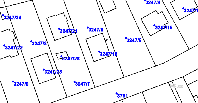 Parcela st. 3247/18 v KÚ Horní Počernice, Katastrální mapa