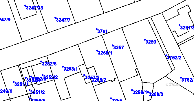 Parcela st. 3255/1 v KÚ Horní Počernice, Katastrální mapa