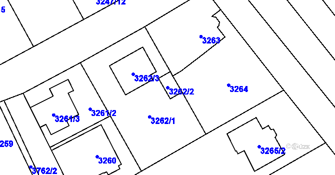 Parcela st. 3262/2 v KÚ Horní Počernice, Katastrální mapa