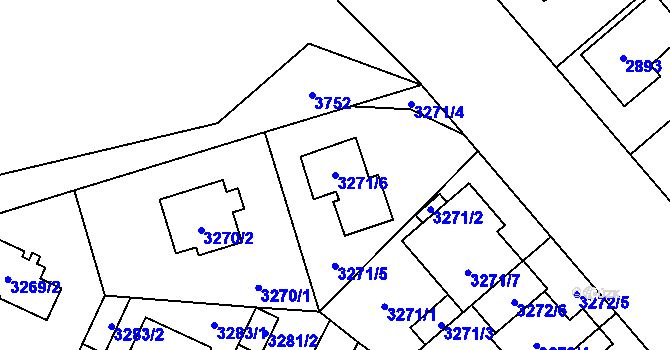 Parcela st. 3271/6 v KÚ Horní Počernice, Katastrální mapa