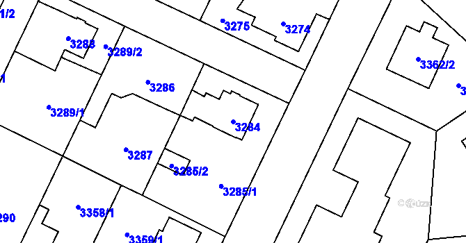 Parcela st. 3284 v KÚ Horní Počernice, Katastrální mapa