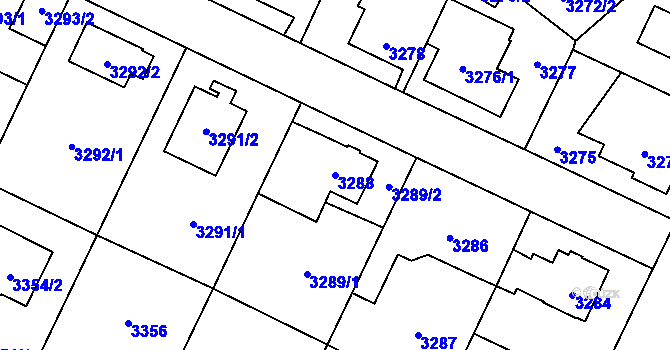 Parcela st. 3288 v KÚ Horní Počernice, Katastrální mapa