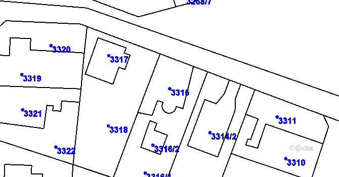 Parcela st. 3315 v KÚ Horní Počernice, Katastrální mapa