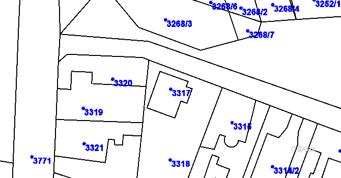Parcela st. 3317 v KÚ Horní Počernice, Katastrální mapa
