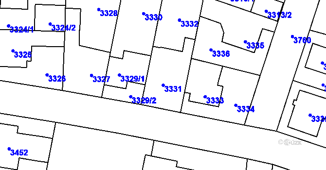 Parcela st. 3331 v KÚ Horní Počernice, Katastrální mapa