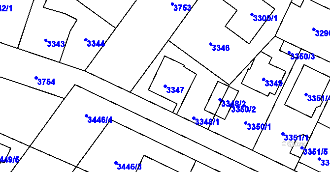 Parcela st. 3347 v KÚ Horní Počernice, Katastrální mapa