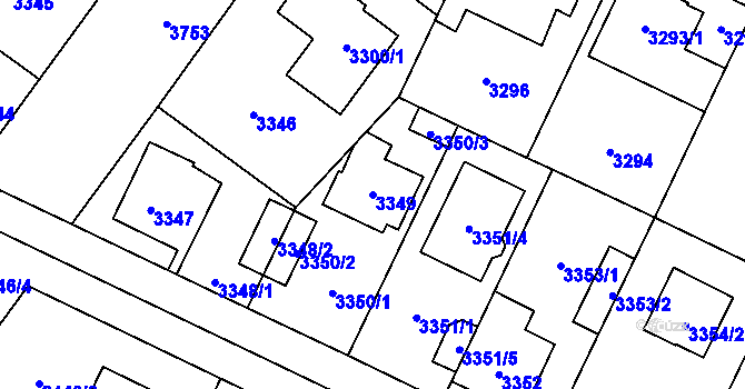 Parcela st. 3349 v KÚ Horní Počernice, Katastrální mapa