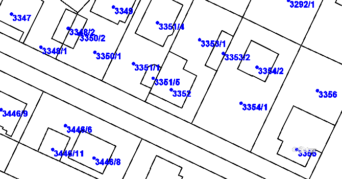 Parcela st. 3352 v KÚ Horní Počernice, Katastrální mapa