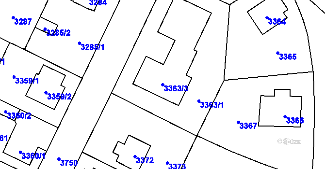 Parcela st. 3363/3 v KÚ Horní Počernice, Katastrální mapa