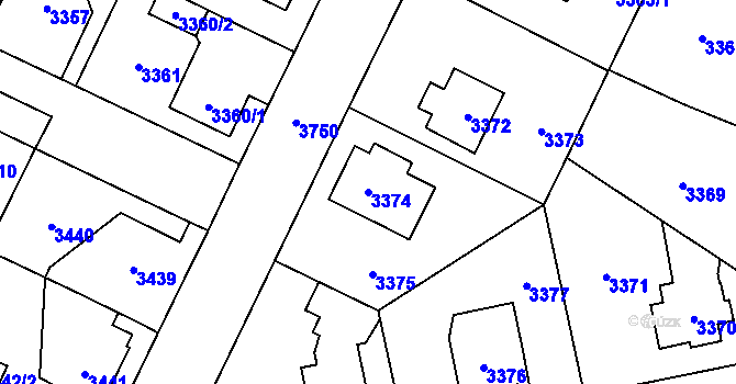 Parcela st. 3374 v KÚ Horní Počernice, Katastrální mapa