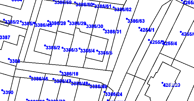Parcela st. 3386/5 v KÚ Horní Počernice, Katastrální mapa