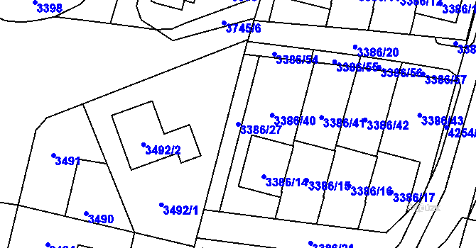 Parcela st. 3386/27 v KÚ Horní Počernice, Katastrální mapa