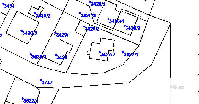 Parcela st. 3427/2 v KÚ Horní Počernice, Katastrální mapa