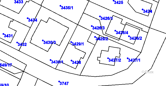 Parcela st. 3429 v KÚ Horní Počernice, Katastrální mapa