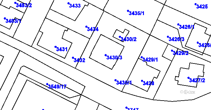 Parcela st. 3430/3 v KÚ Horní Počernice, Katastrální mapa