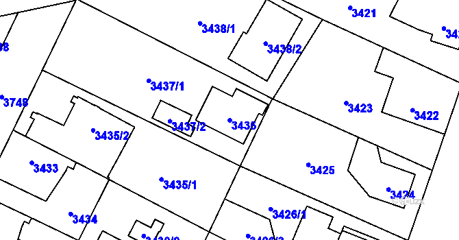 Parcela st. 3436 v KÚ Horní Počernice, Katastrální mapa
