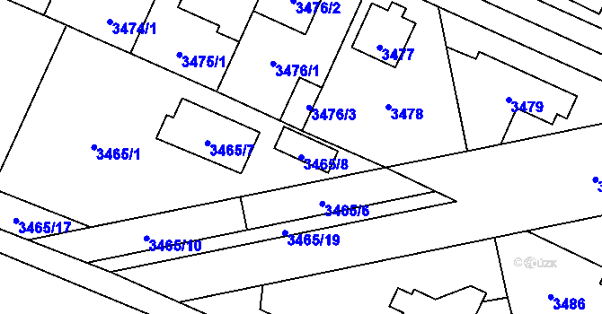 Parcela st. 3465/8 v KÚ Horní Počernice, Katastrální mapa