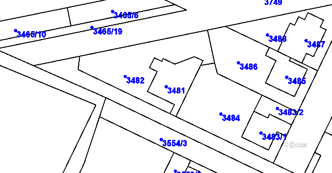 Parcela st. 3481 v KÚ Horní Počernice, Katastrální mapa