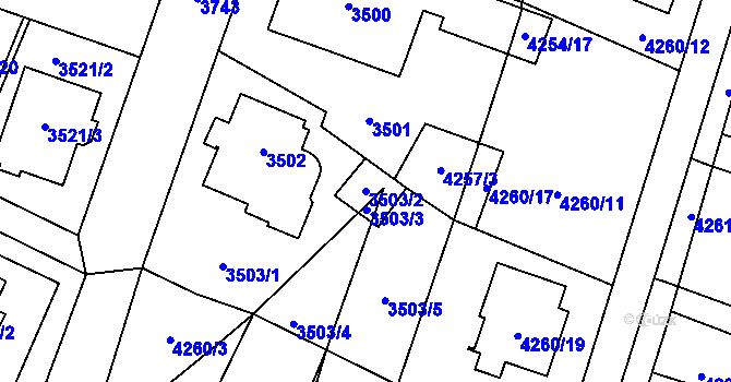 Parcela st. 3503/2 v KÚ Horní Počernice, Katastrální mapa
