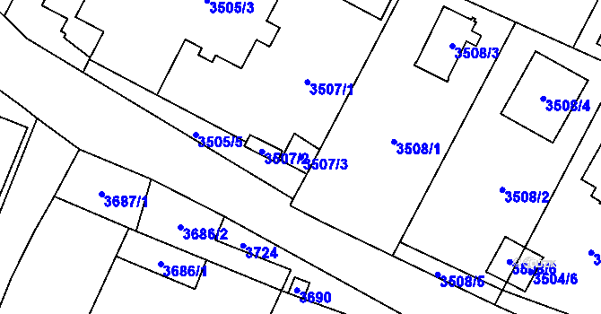 Parcela st. 3507/3 v KÚ Horní Počernice, Katastrální mapa