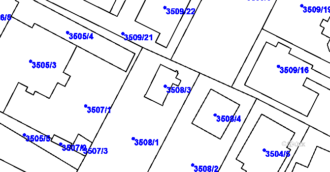 Parcela st. 3508/3 v KÚ Horní Počernice, Katastrální mapa
