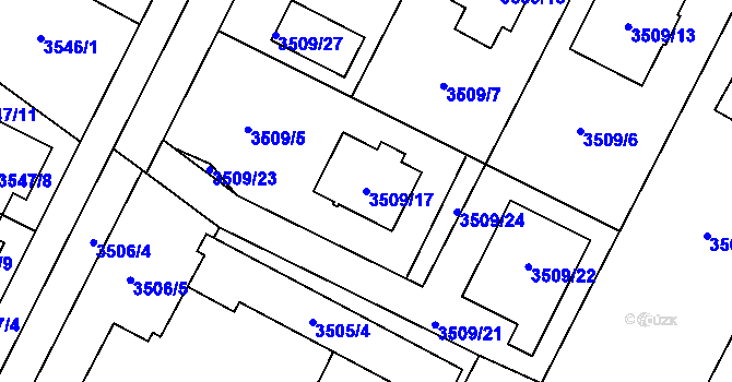 Parcela st. 3509/17 v KÚ Horní Počernice, Katastrální mapa