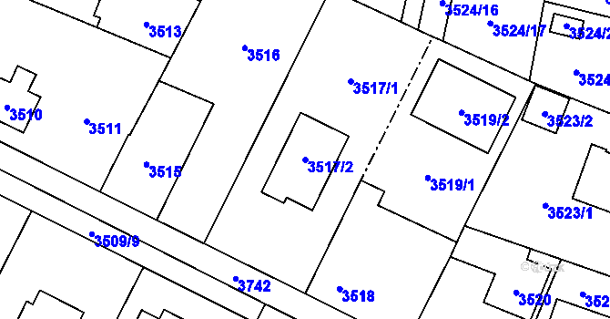 Parcela st. 3517/2 v KÚ Horní Počernice, Katastrální mapa